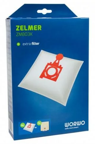 Набір мішків Zelmer ZMB03K в коробці (червоні) (4 шт+1фильтр) Worwo